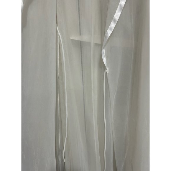 Vintage Miss Elaine Sheer Nylon Robe With Satin Trim Sheer Puff Sleeves - Picture 6 of 10